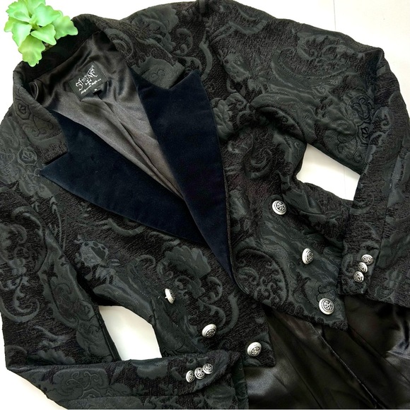 Shrine of Hollywood Victorian Tailcoat Black Tapestry Victorian Velvet Men's S - Picture 9 of 16